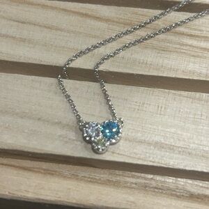 Elegant Silver Necklace with Blue and Clear Stones